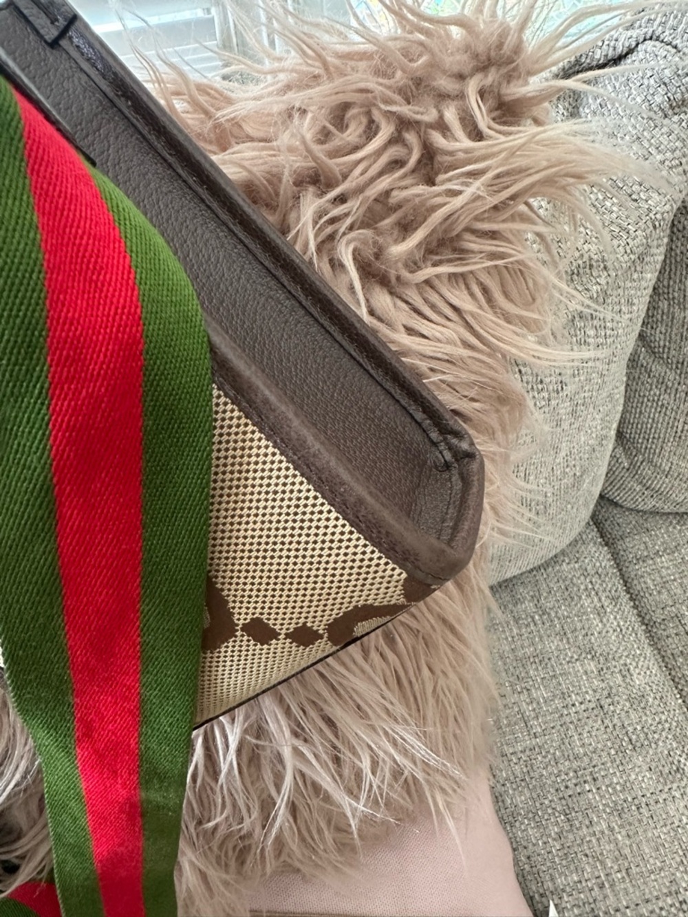 Gucci Brown GG Canvas Micro Tote with Green-Red Web Strap - Picture 6 of 13